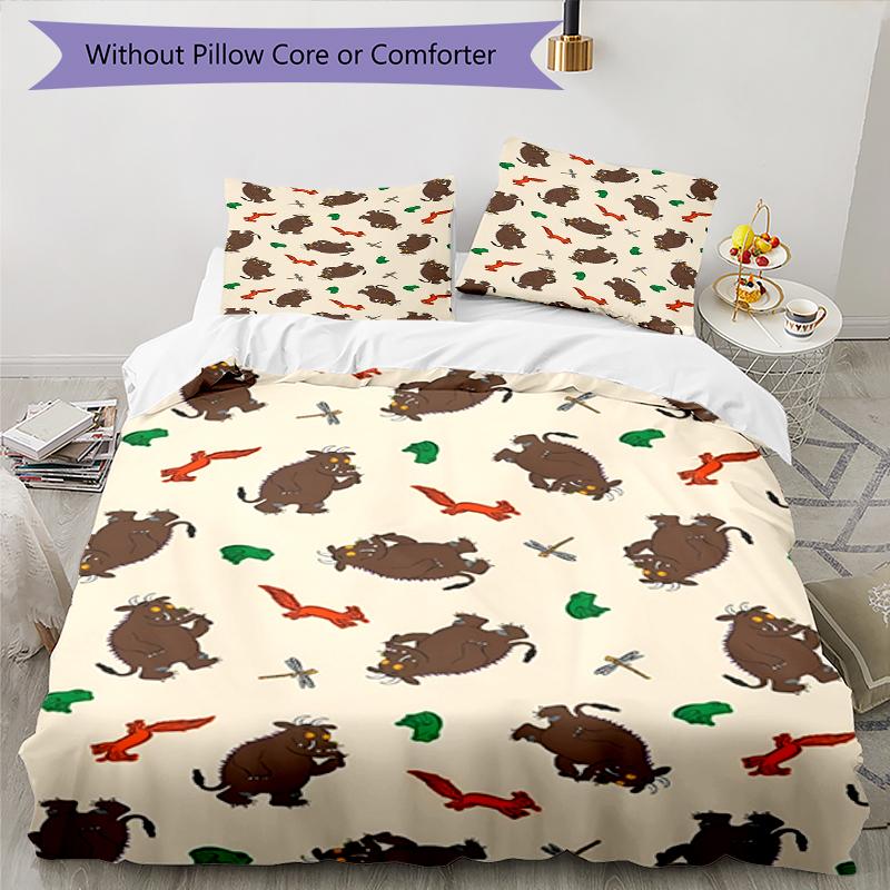 Set Biancheria da Letto Il Gruffalò 3 Pezzi Copripiumino Chiusura Include 1 Copripiumino & 2 Federe, Morbido e Confortevole per Tutte le Stagioni.