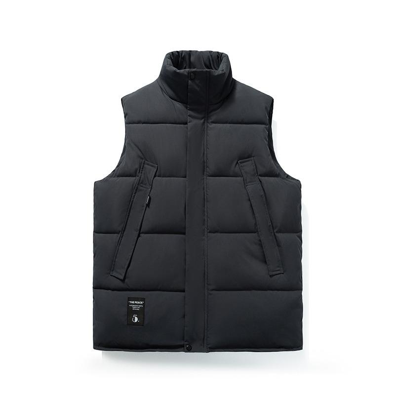 

Пуховый хлопок осень и зима новый модный бренд мужские и женские жилеты простой спортивный и повседневный теплый жилет со стойкой 5XL (175-95 kg) серый
