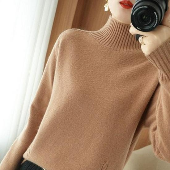 2023 Autumn/Winter Women's High Neck Thick Loose Knit Sweater