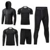 Men's 5-Piece Quick-Dry Sports & Fitness Set: Gym, Running, Basketball - All Seasons