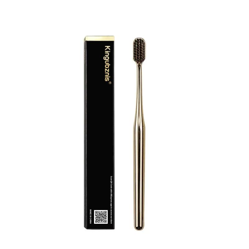 Kingubznis Gold Toothbrush Luxury Gold Silver Teeth Brush Men Women Adult Toothbrushes New Electroplated Dental Brushes