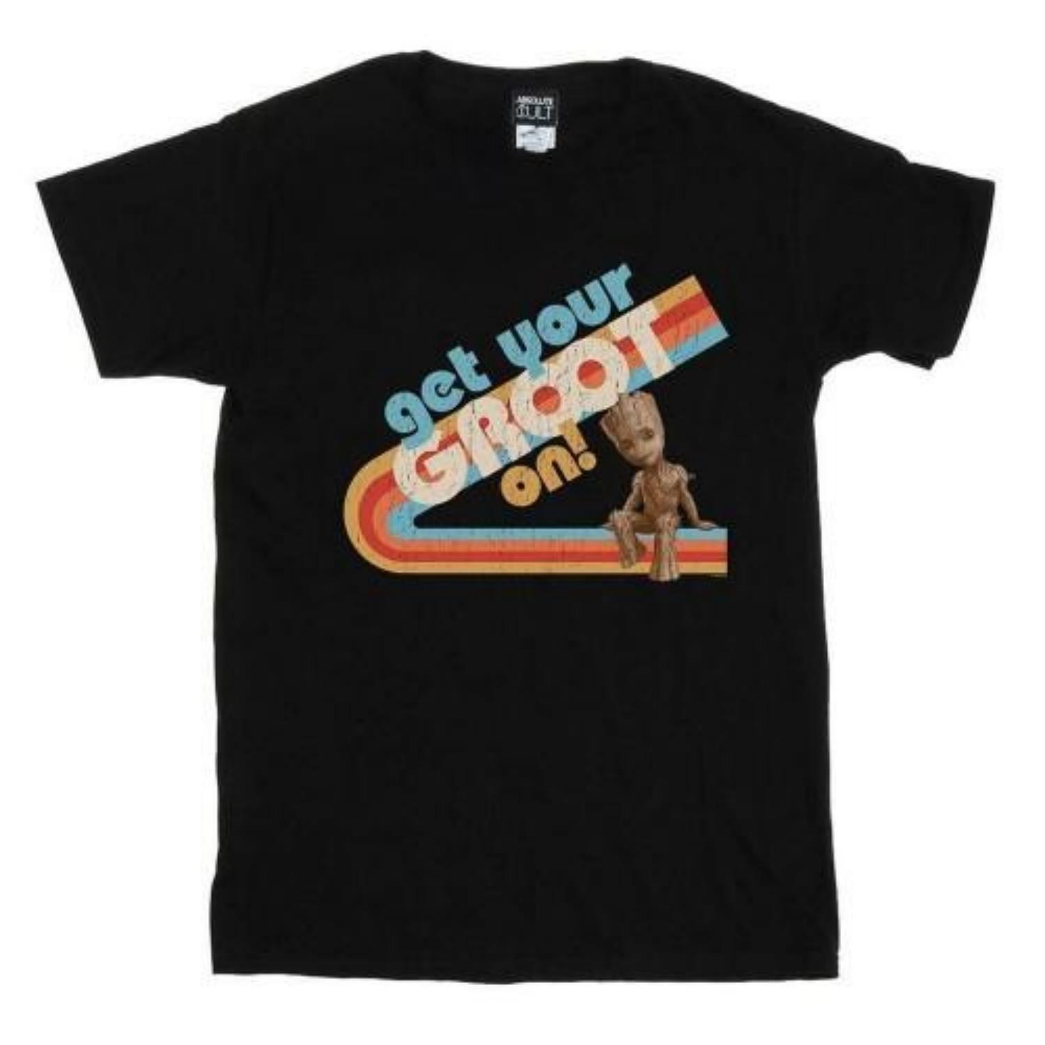 Guardians Of The Galaxy Womens_Ladies Groot Retro Cotton Boyfriend T-Shirt XXXXL