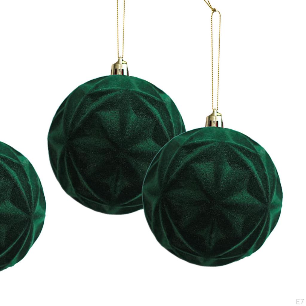3 Pack of Flocked Christmas Baubles for Home Decor