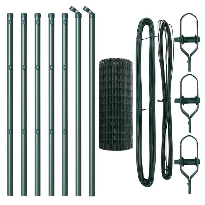VidaXL Clôture Euro avec 7 poteaux 0.6x10 m en acier galvanisé vert 3350288