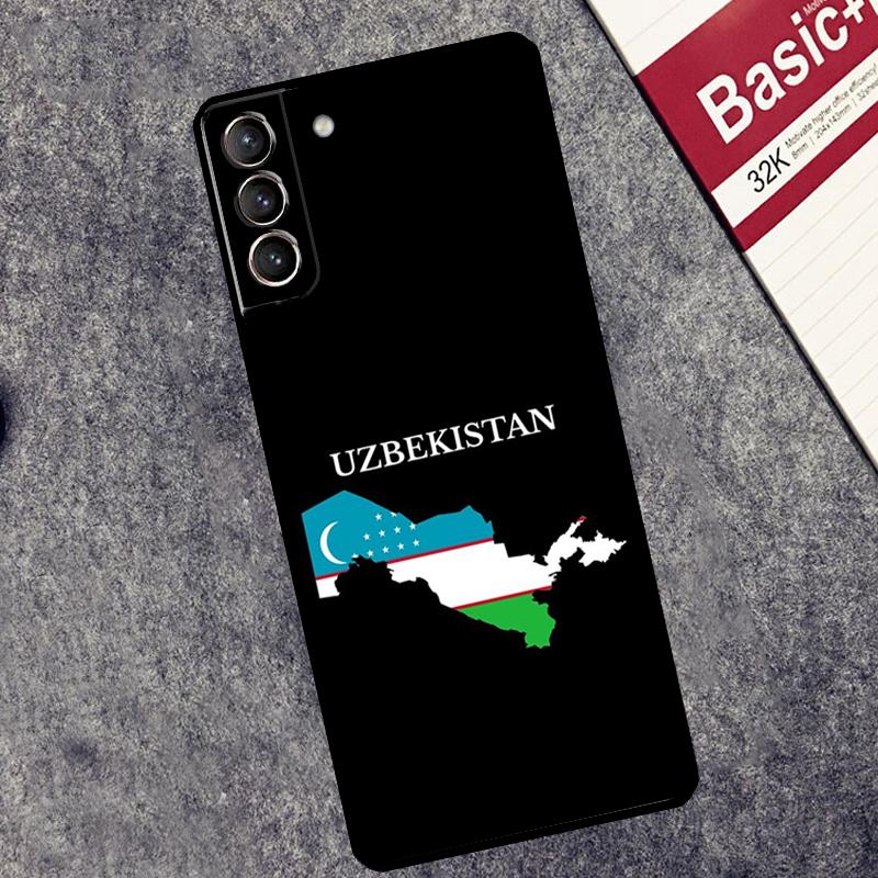 Emblem of Uzbekistan National Flag Case For Samsung Galaxy S25 S26 Ultra S20 S21 S22 S23 S10 Plus S25 FE S24 Ultra Cover Coque
