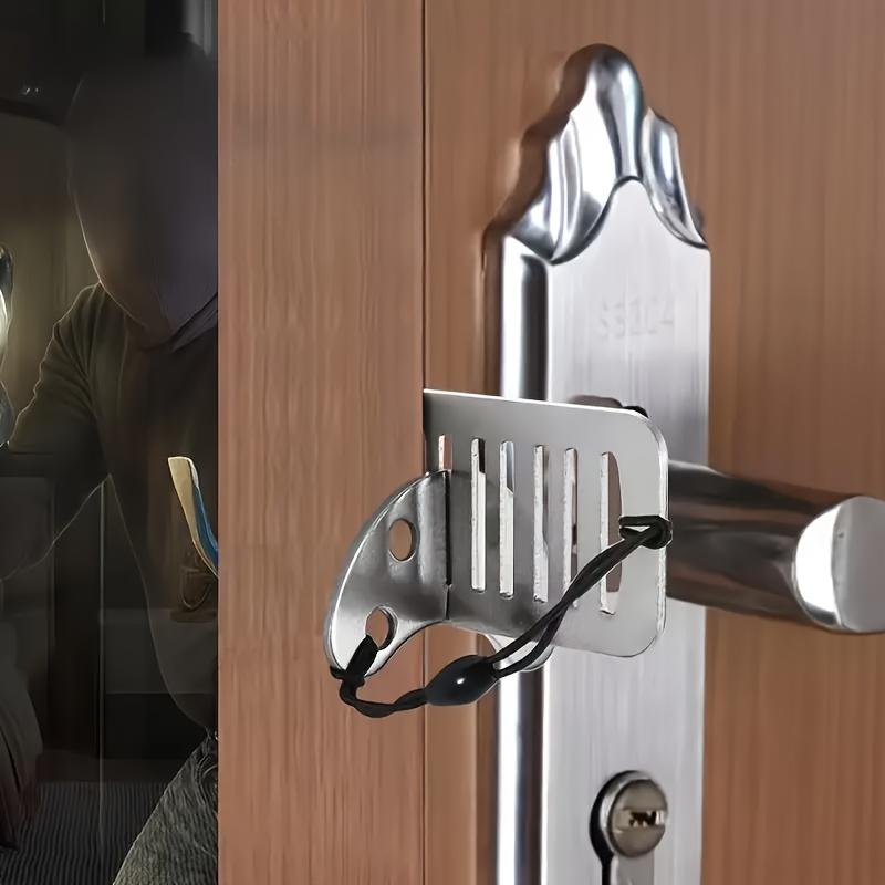 1pc Portable Security Door Lock: Polished Metal, Touch Control, Door Stopper Hotel Portable Door Stopper Girls Security Blocking Door Counter