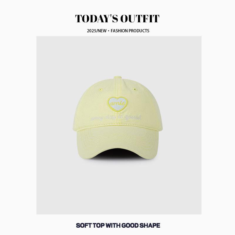 New Soft Top Love Embroidery Face Showing Small Baseball Hat for Women In Spring and Summer Korean Version Versatile Sun Protection Baseball Cap