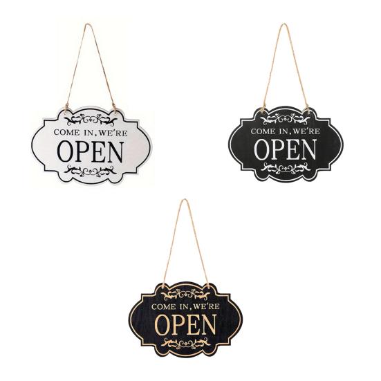 Rustic Business Sign Wooden Open And Closed Sign Double Sided Vintage Open Sign with Rope for Coffee Shop Restaurant Bar Door Window