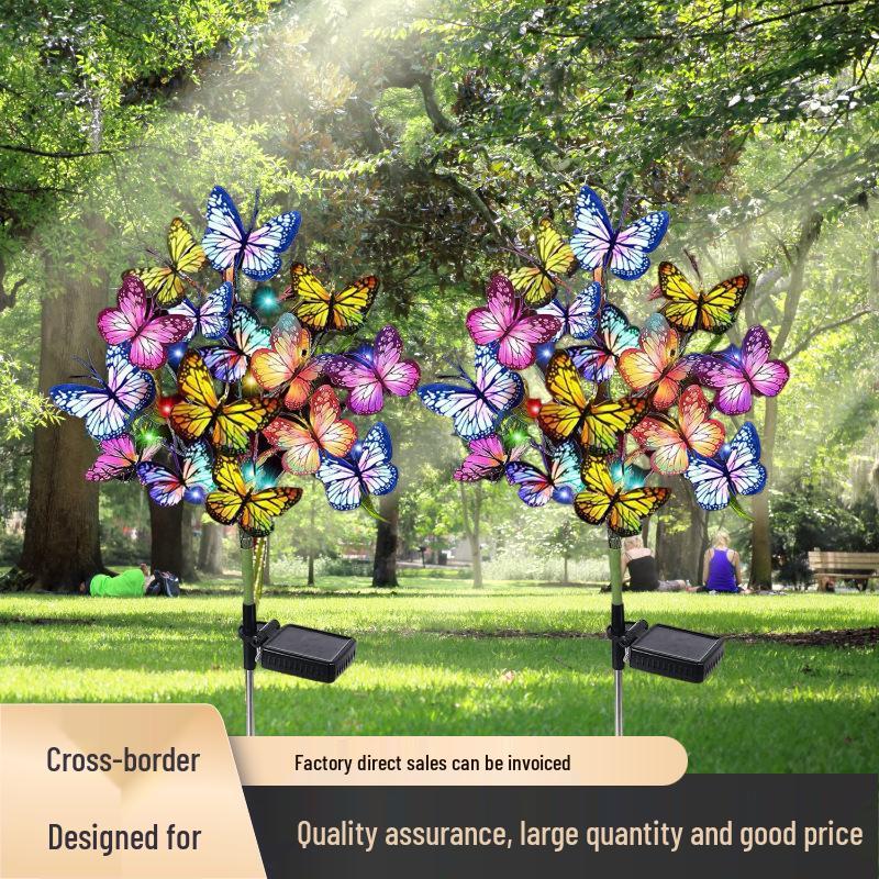 Waterproof LED Solar Butterfly Stake Lights for Outdoor Lawn and Courtyard