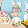 Wooden Easter Door Decor Rabbit Easter Egg Flower Element Wreath Egg Shaped Spring Home Wall Decoration Easter Gift