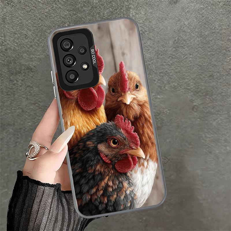 Custodia Morbida per Telefono con Gallina e Gallo per Samsung A17 A16 A15 A14 A13 A57 A56 A55 A54 A53 A37 A36 A35 A34 A33 A26 A25 A24 A23 A52