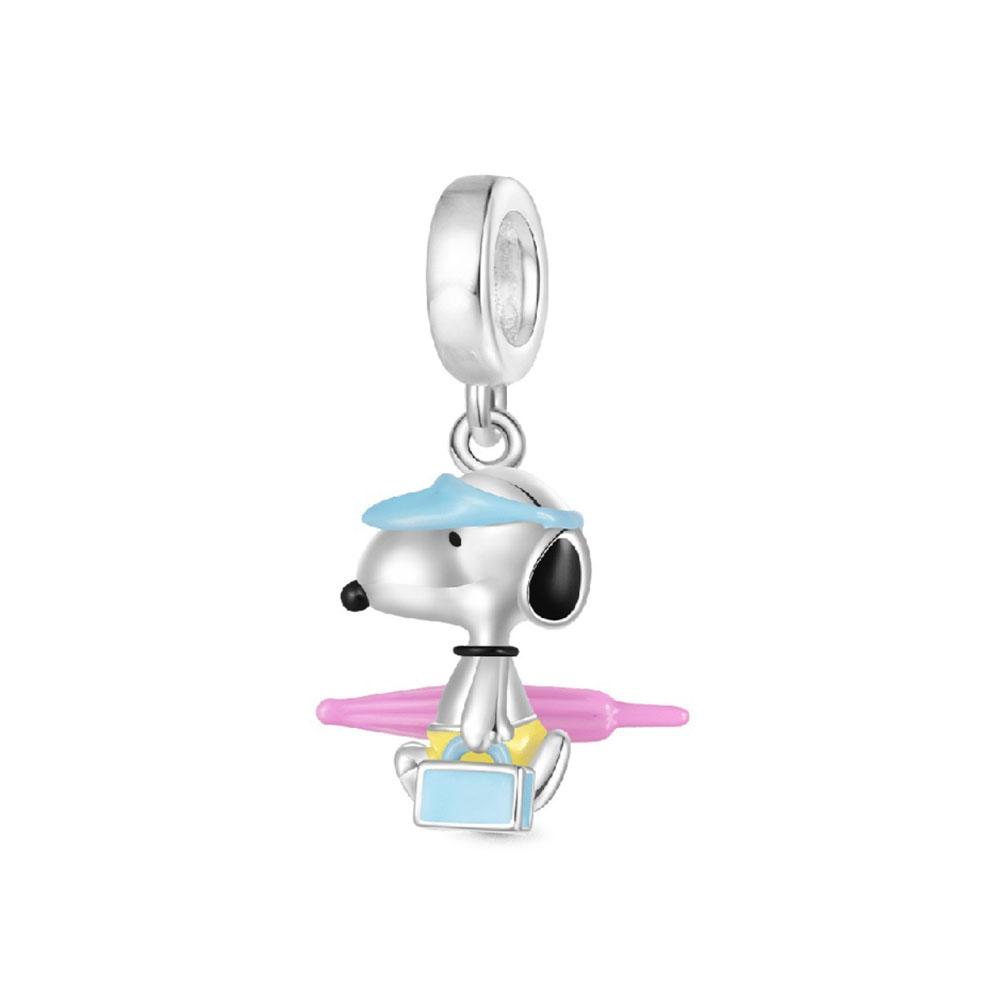 New 925 Silver Flower Basket Dog Pendant Beads for DIY Women Charm Jewelry Fit European Bracelet