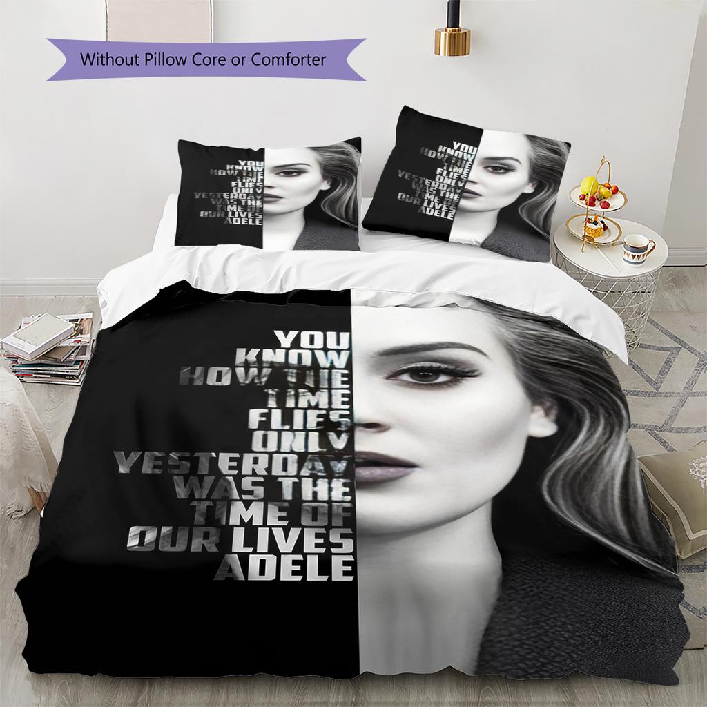 Adele Pattern Bedding,Quilt Set Quilt Cover Pillowcase Home Decoration Birthday Gift (1 * Duvet Cover + 2 * Pillowcase, Without Core)