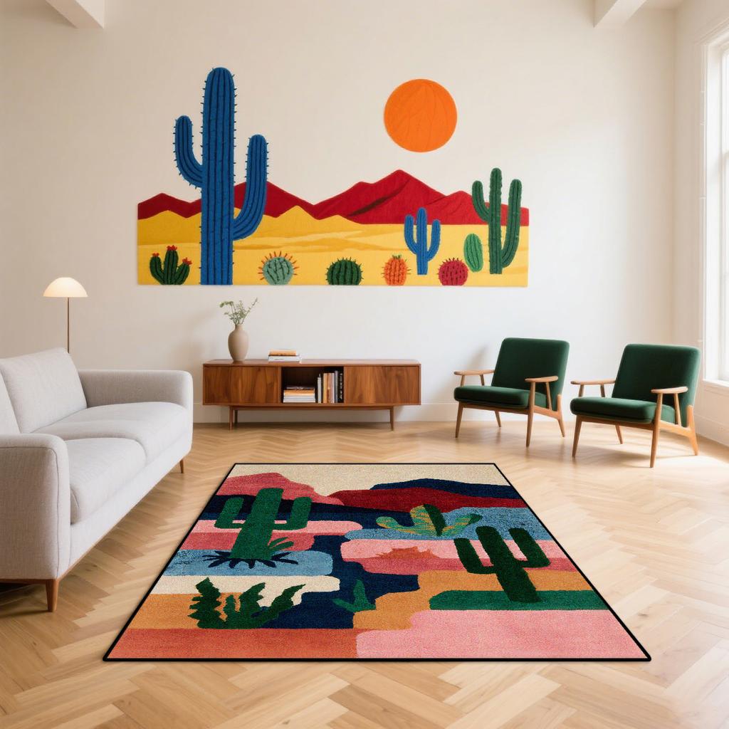 Nordischer Abstrakter Kunstteppich Wohnzimmer Kaktusmuster Dekoration Schlafzimmer Bettseite Flauschig Weich Bodenmatte Große Raumteppiche Waschbar