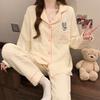 Dackel-Pyjama Herbst und Winter Damen Warm Süß Kariert Luftbaumwolle Lässig Trend Cartoon Loungewear Set
