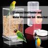 Pack of 2 Automatic Bird Feeder Water Dispenser Set for Parrots Cockatiels Pet Birds Easy Installation