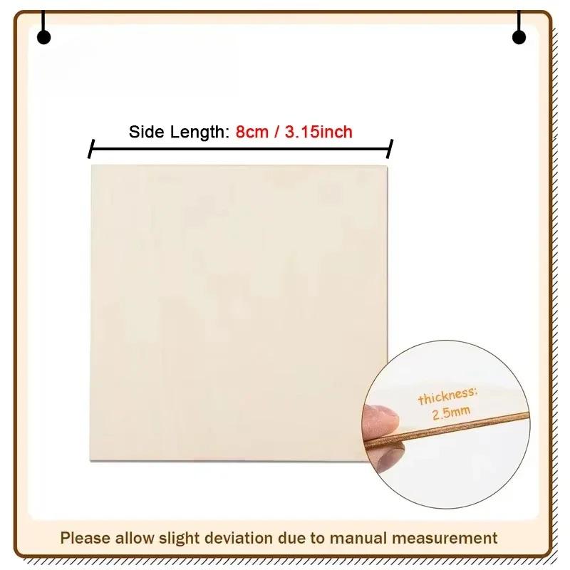 

50/100pcs 8/10cm Wood Squares for Crafts Unfinished Wooden Square Cutouts Blank Wood Pieces for DIY Craft, Painting, Staining 50pcs
