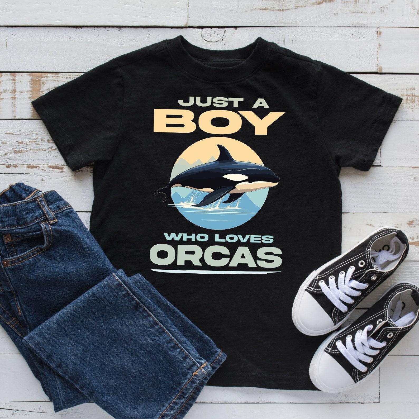 Boy Who Loves Orcas Kids Tee, Toddler Shirt, Kids T-shirt, Orca Lover, Ocean Design, Youth Apparel L