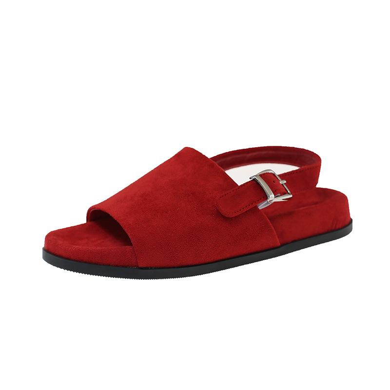 Retro sheepskin Roman thick-bottomed cool slippers women's summer new comfortable, lightweight and versatile summer outer slippers