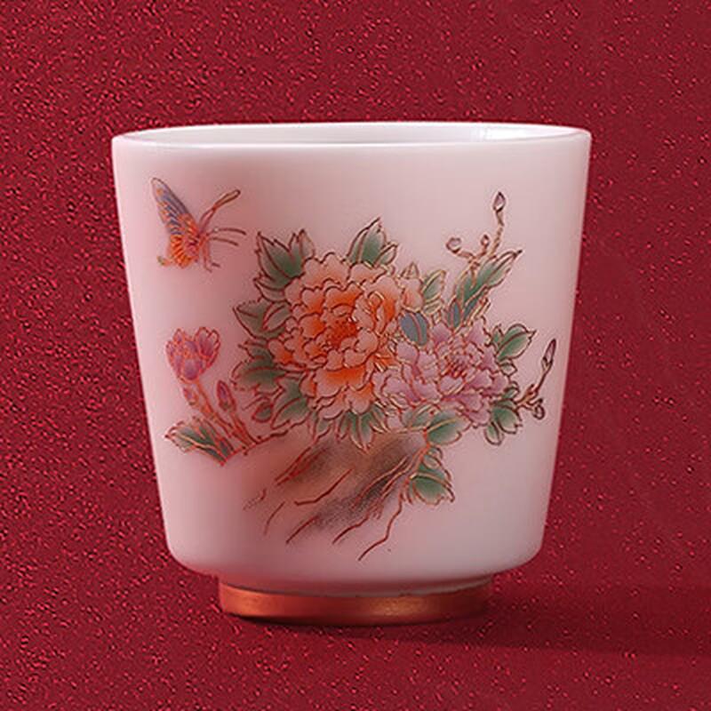 Chaxun Oriental Peony Crystal Porcelain Master Tea Cup