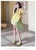 Summer 2026 Korean Maternity Lace Embroidered Doll Top & Tummy Support Shorts