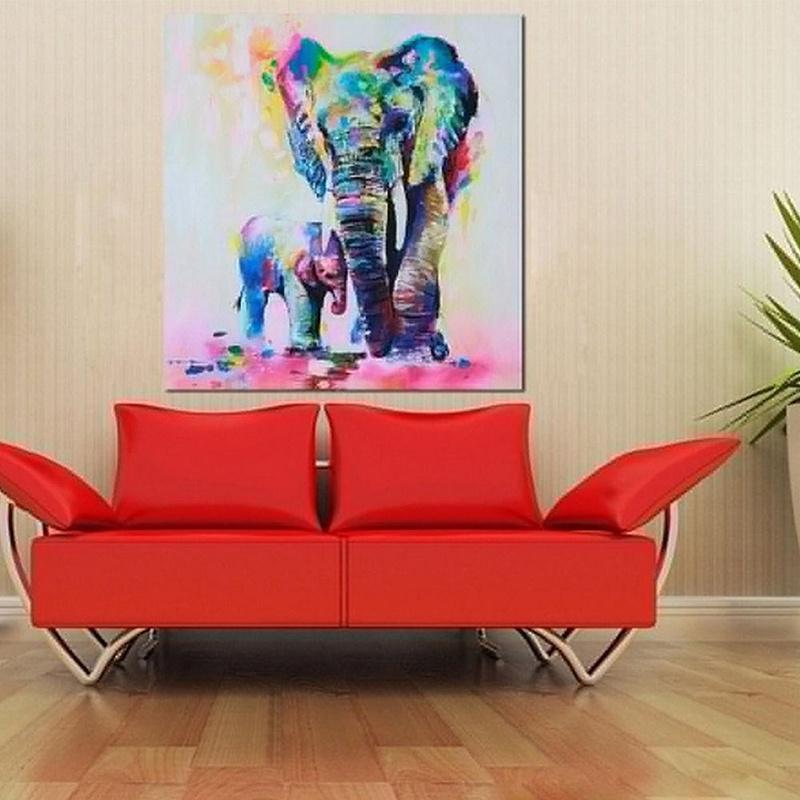 Stylish And Timeless Elephant Oil Canvas Painting For Wall Art