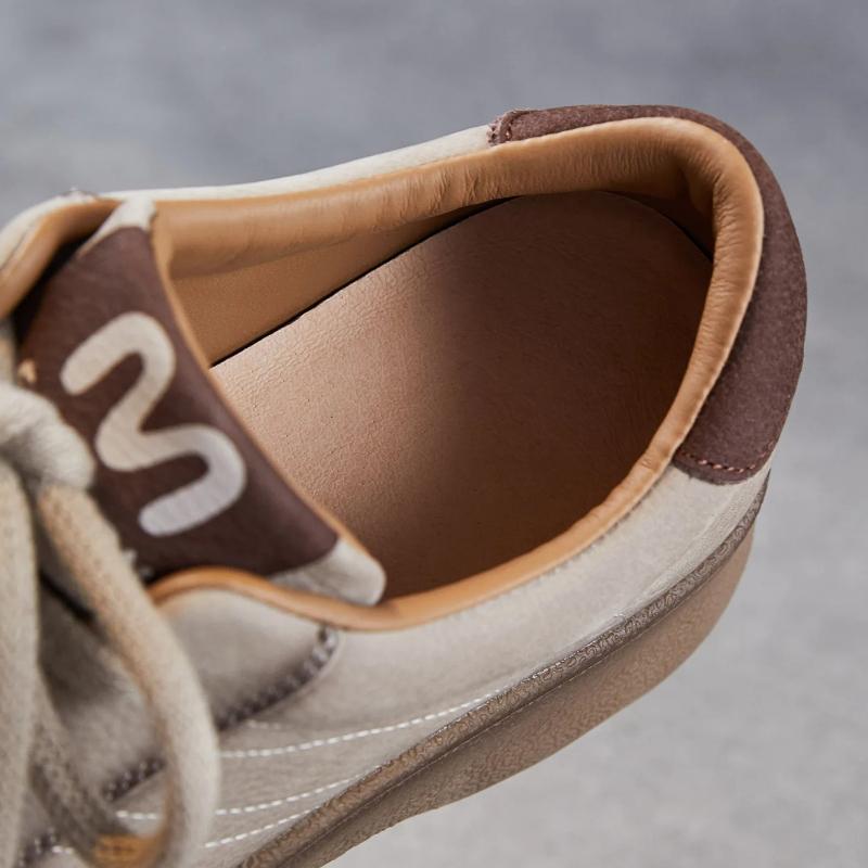 Johnature Retro Genuine Leather Soft Soled Women's Shoes Versatile Lace Up Flat Casual Shoes