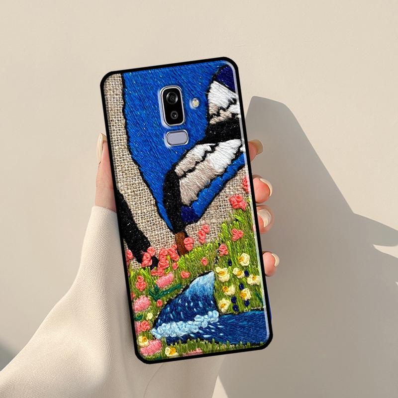 Embroidery Flowers Case For Samsung Galaxy J1 J3 J7 J5 2016 A3 A5 2017 J8 A7 A9 J4 J6 A6 A8 Plus 2018 Cover