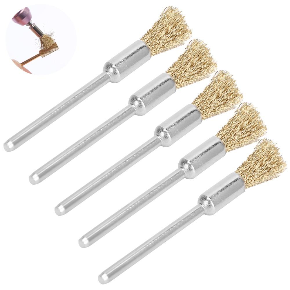 5pcs Mini Size Brass Wire Cleaner Brush Nail Drill Bit Cleaner  Daily Tool Cleaning Work