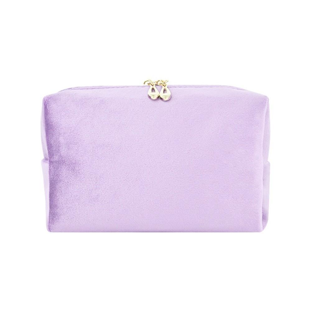 Portable Velvet Cosmetic Lipstick Bag Handheld Zipper Cosmetic Bag Solid Color Travel Makeup Pouch Ourdoor