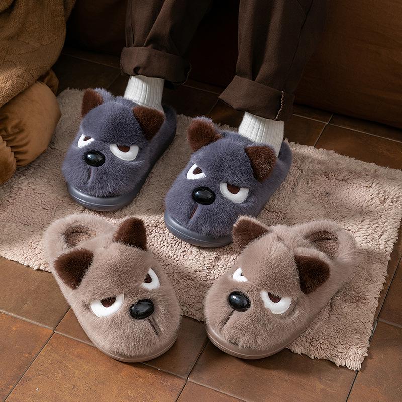 Kids' Cartoon Cotton Slippers - Warm Fleece Lining, Thick Sole, for Boys, Autumn/Winter