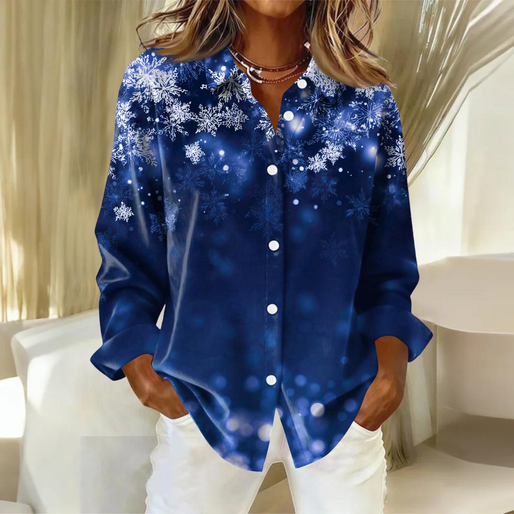 Dameskjorte med blomsterprintknapper, langermet avslappet vanlig skjorte bluser avslappet plussstørrelse basic topper