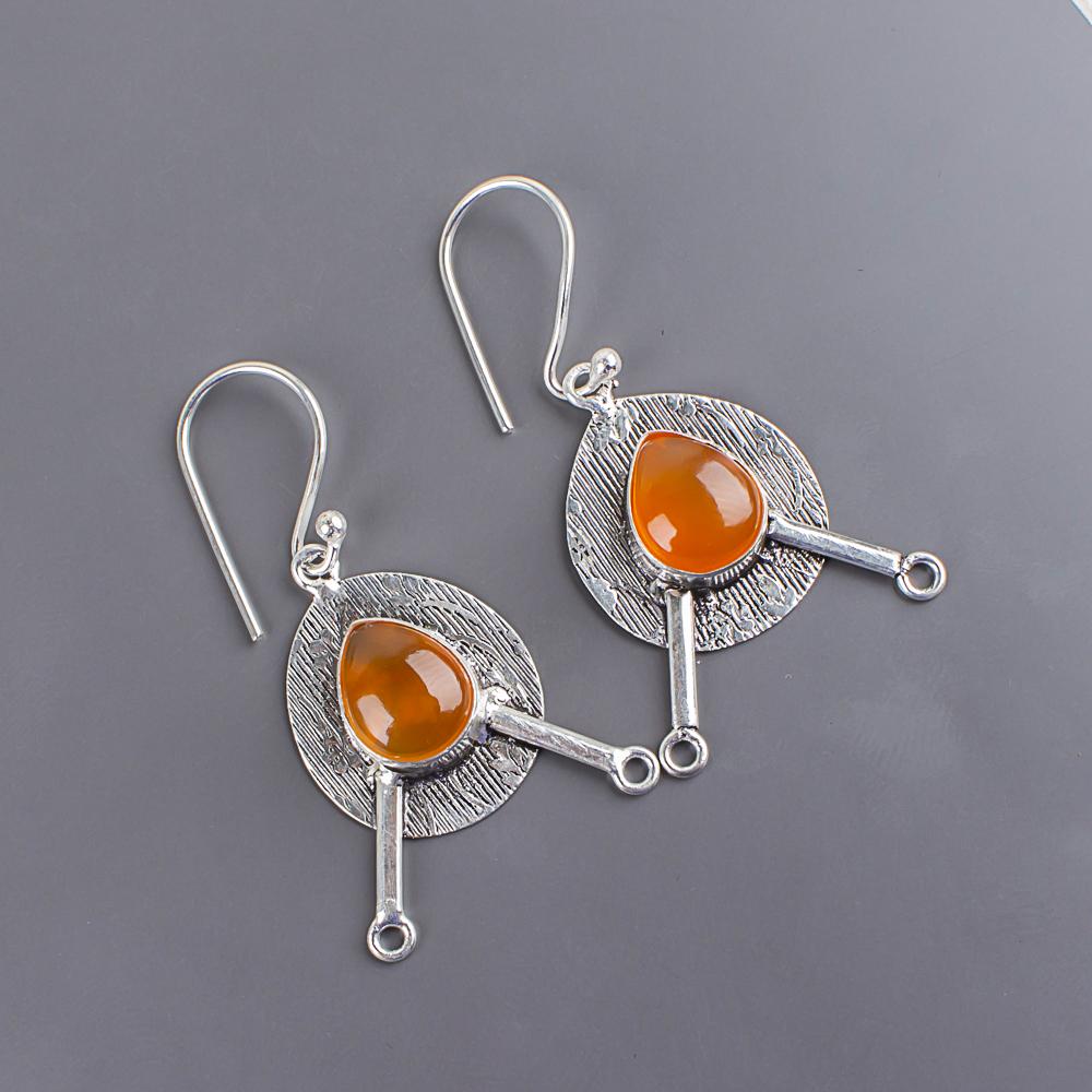 Karneol 925 Sterling Silber Ohrringe, handgefertigte Edelstein Ohrringe Schmuck, Geschenke für Frau Brandneue Ohrringe