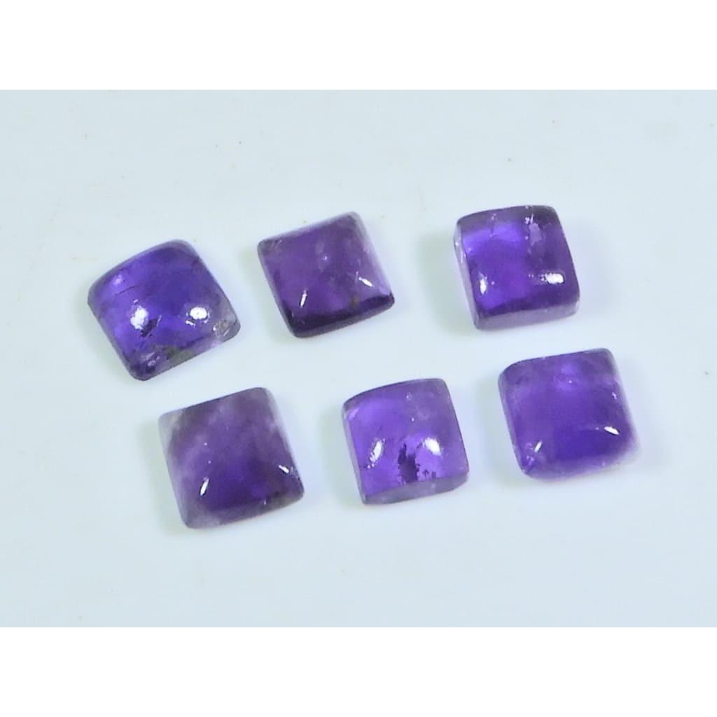 8X8MM Natural Amethst Ring Size Square Cabochon Loose Gemstone 6 Pcs Lot A-422