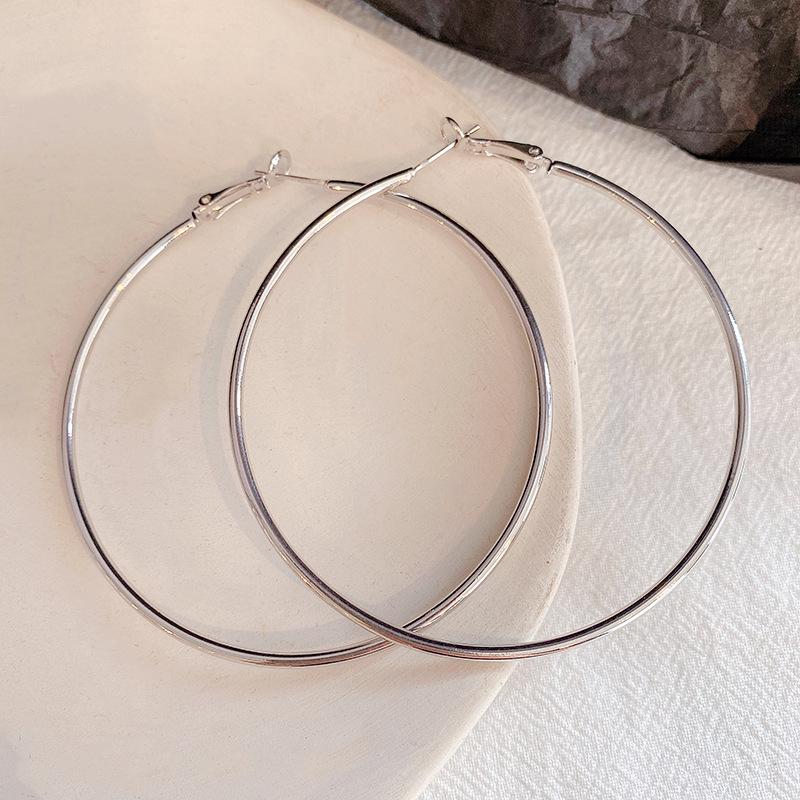 Exaggerated Hoop Earrings - European & American Cold Style, 925 Silver Needle, All-Match Metal Ear Jewelry for Women