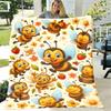 1pc Whimsical Bee Cartoon Fleece Throw Blanket - Cozy, Reversible, All-Season Polyester Flannel with Vibrant Digital Print for Sofa & Room Decor