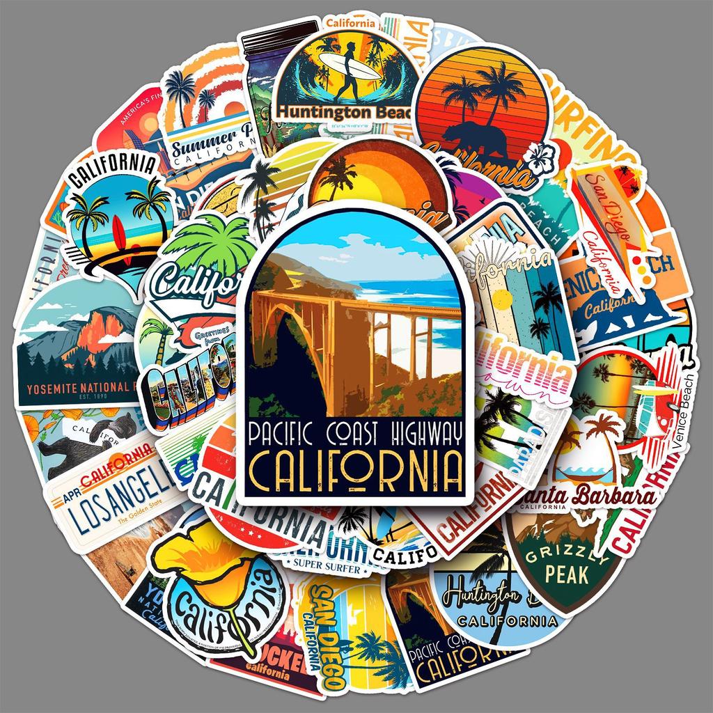 50 Graffiti Stickers Outdoor Travel California Decorative Suitcase Stickers