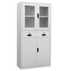 Office Cabinet Light Grey 90 x 40 x 180 cm Steel and Tempered Glass