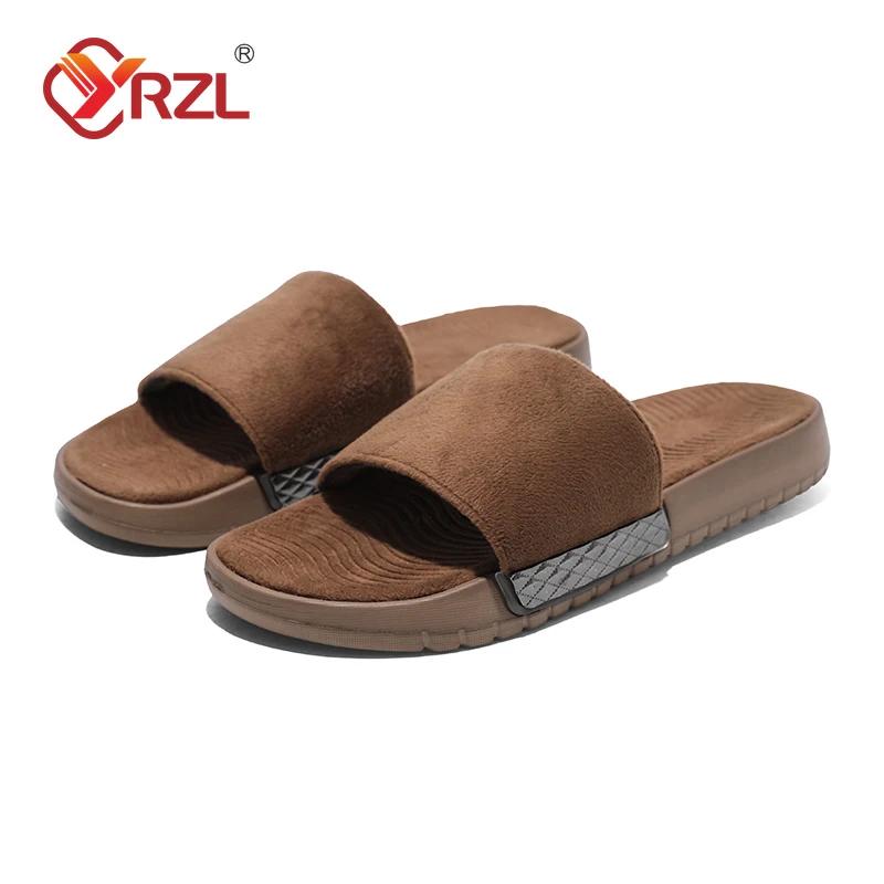 YRZL Модные мужские зимние тапочки Черные тапочки Мужские домашние тапочки для спальни для мужчин Домашняя обувь Повседневная обувь на плоской подошве для улицы 38 коричневый