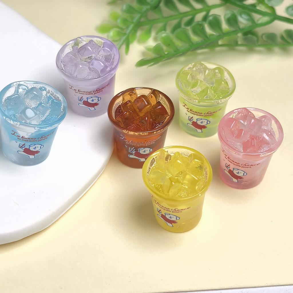 100pcs Kawaii Simulation Milk Bottle Ice Drink Resin Cabochon Mini Crafts For DIY Kitchen Toys Doll House Accessories