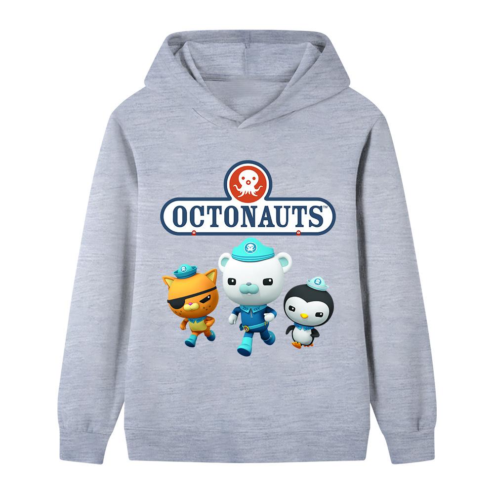 Neu Die Oktonauten Lustiger Aufdruck Jungen Mädchen Fleece Warmes Sweatshirt Herbst und Winter Trend Bequemes Weiches Kinder Kapuzensweatshirt