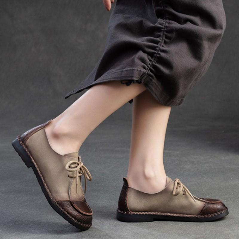 Fashion GKTINOO 2025 New Genuine Leather Flats Women Shoes Round Toe Casual Shallow Retro Style Soft Handmade Concise Ladies Shoes