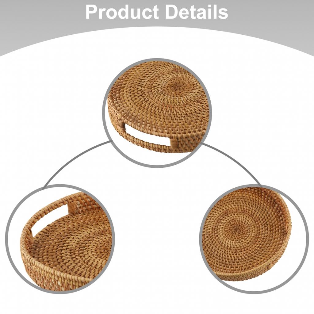 Rattan Woven Tray Serving Storage Trays Storage Basket for Home Kitchen Picnic