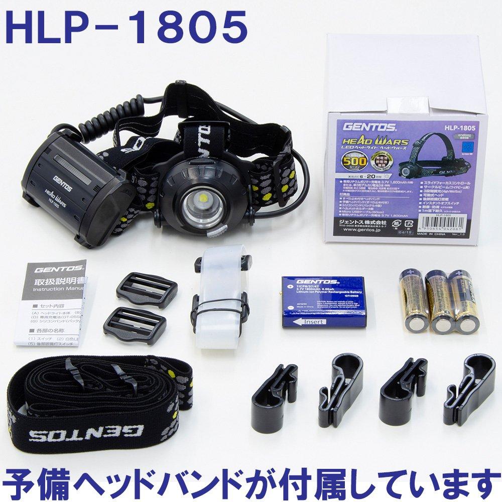 GENTOS LED USB 500 6 Hours of Operational Run Rear View Requires Rechargeable Battery or 3 AA ANSI Compliant HLP-1805 Headlamp, Rechargeable, Lumens,