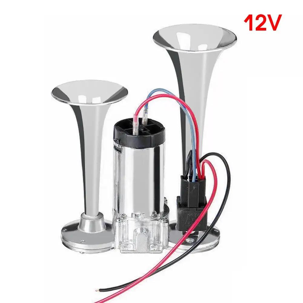 600DB Horn 12V Super Loud Car Electric Horn Dual Trumpets Air Horn Speaker For Car SUV Vehicle Boat Dual Trumpet Train Horn C0E2