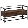VidaXL Meuble TV avec dessus en verre chêne marron bois d'ingénierie, support TV, armoire média, armoire hifi, unité TV, 846068