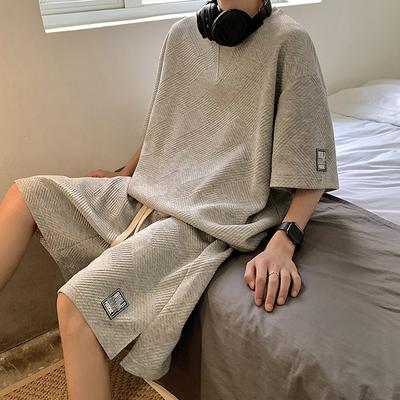 Short-sleeved Suit Men's Sports and Leisure Set of Tops, Pants, Loose T-shirts, Trendy Shorts, Men