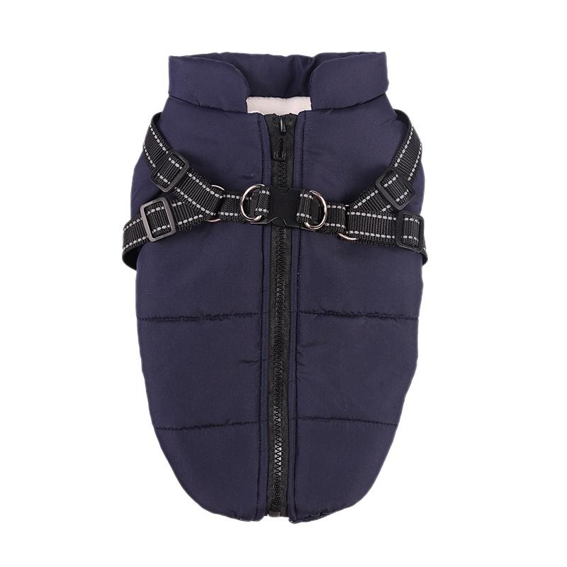 Große Hundejacke mit Geschirr, weiche, warme Hundekleidung für den Winter, Labrador, Französische Bulldogge, wasserdichte Mantel-Outfit-Weste für Hunde, S-4XL