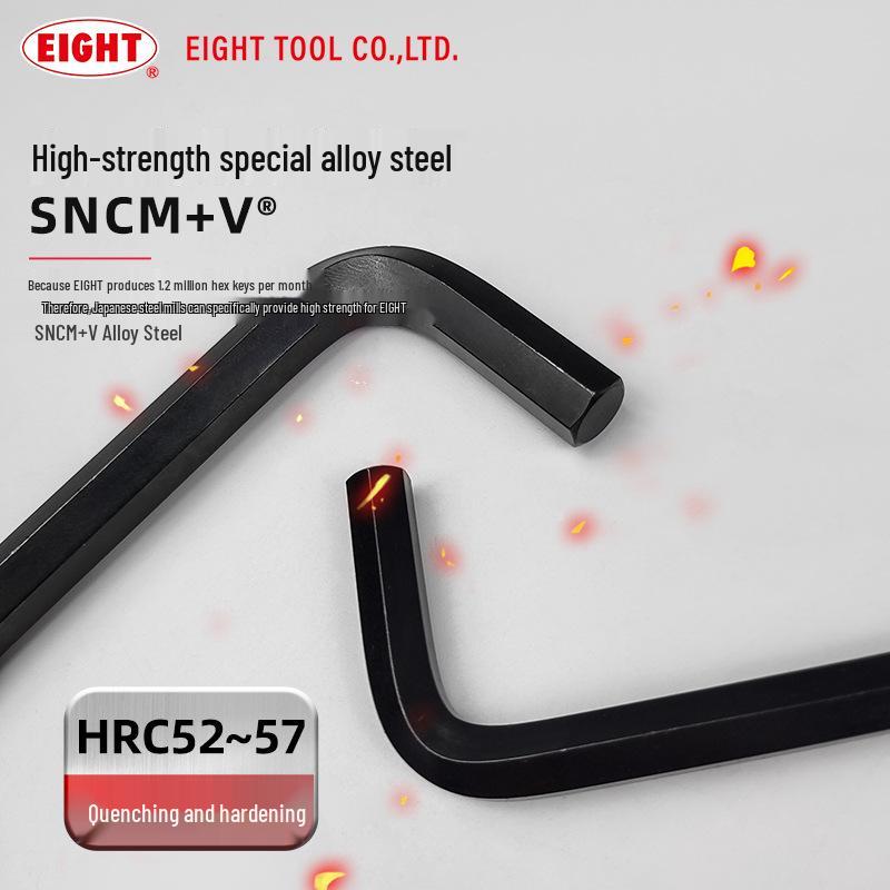 Japan Baili 8-Piece Flat Head Black Metric Hex Key Wrench Set 008-S9