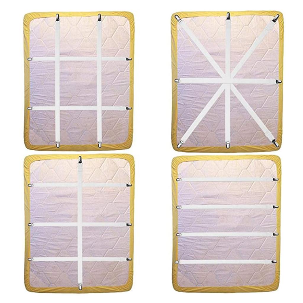 4pcs Bed Sheet Fasteners Elastic Mattress Cover Blankets Double Head Clips Gripper Organizers Suspender Cover Cord Clasp